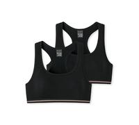 Schiesser Mädchen 2 Pack Unterwäsche - Organic Cotton Rippe Bustier, Schwarz_178457, 152 EU