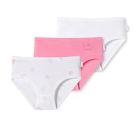 Schiesser Hüftslips 3er-Pack Feinripp 100% Bio-Baumwolle weiß/pink mit Hündchen Größe 116
