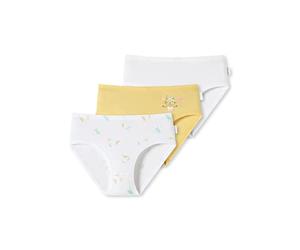 Schiesser Mädchen 3 Pack Slips Unterwäsche Feinripp - 100% Organic Bio Baumwolle - Größe 92 bis 140, gelb weiß Gemustert_178897, 116