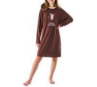 Schiesser Sleepshirt langarm Organic Cotton Hund braun - Teens Nightwear für Mädchen 152