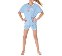 Schlafanzug kurz Sweatware Herz happy pacific blue - Teens Nightwear 140