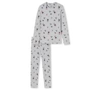 Schiesser Mädchen Schlafanzug lang - Einhorn, Sterne, Dots, Waldmotive und Hexen - Organic Cotton Pyjamaset, grau-Mel. I, 140