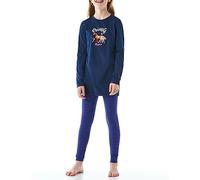 Schiesser Mädchen Schlafanzug Nachthemd mit Leggings Lang-100% Organic Bio Baumwolle-Größe 92 Bis 140 Pyjamaset, Dunkelblau_179960, 116