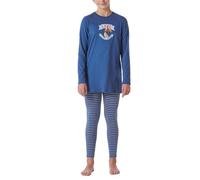 Schiesser Mädchen Schlafanzug Nachthemd mit Leggings Lang-100% Organic Bio Baumwolle-Größe 92 Pyjamaset, Blau_181826, 140