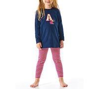 Schiesser Mädchen Schlafanzug Nachthemd mit Leggings Lang-100% Organic Bio Baumwolle-Größe 92 Pyjamaset, Dunkelblau_179961, 140
