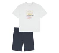 SCHIESSER Mädchen Schlafanzug Set - kurz, Teens, Baumwolle, Motiv Weiß/Dunkelblau / 140 140 Mehrfarbig