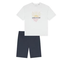 SCHIESSER Mädchen Schlafanzug Set - kurz, Teens, Baumwolle, Motiv Weiß/Dunkelblau / 140 140 Mehrfarbig