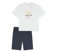 SCHIESSER Mädchen Schlafanzug Set - kurz, Teens, Baumwolle, Motiv Weiß/Dunkelblau 152