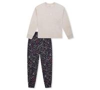 Schlafanzug lang Bündchen beige-meliert - Family 140
