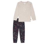 Schlafanzug lang Bündchen beige-meliert - Family 92