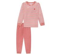 Schlafanzug lang Velour Bündchen Ringel Herz altrosa - Kids Nightwear 98