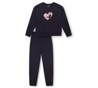 Schlafanzug lang Sweatware Bündchen navy - Nightwear 140