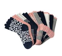 Kurzsocken SCHIESSER "Socken Legwear Kids 10P 10er Pack", Mädchen, Gr. 31-34, bunt (blau, grau), Obermaterial: 75% Baumwolle CO. 24% Polyamid PA. 1% Elasthan EL., Socken (88766959-31) blau, grau