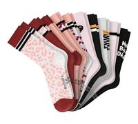 Kurzsocken SCHIESSER "Socken Legwear Teens 10er Pack", Mädchen, Gr. 39-42, bunt (rosa, schwarz, weiß, rot, rosa, weiß), Obermaterial: 75% Baumwolle CO. 24% Polyamid PA. 1% Elasthan EL., Socken (512222