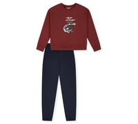 Schlafanzug lang Sweatware Bündchen burgund - Teens Nightwear 140