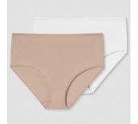 Schiesser Midi Slip 95/5 Organic Cotton Unterwäsche weiss/beige Damen - 2 Stück, Größe 38