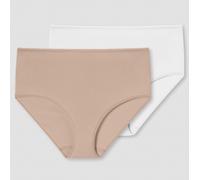 Schiesser Midi Slip 95/5 Organic Cotton Unterwäsche weiss/beige Damen - 2 Stück, Größe 40