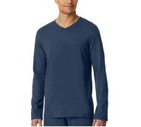 Schiesser Mix and Relax V-neck Long Sleeve Blau Baumwolle 3XL Herren
