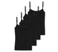 Schiesser Damen Essential Spaghettitop 4034 Unterhemd, 4 X Schwarz, 44 (2er Pack)