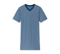 Schiesser Herren Nachthemd Comfort Nightwear Kurzarm V-Ausschnitt Brusttasche Blau Kariert Gr. 60