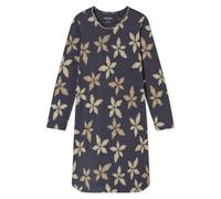 Nachthemd SCHIESSER "Comfort Nightwear", Damen, Gr. 44, N-Gr, grau (207, graphit), Single Jersey, Obermaterial: 50% Baumwolle, 50% Modal, casual, bequem kniefrei, Rundhals, Langarm, Kleider, florales 