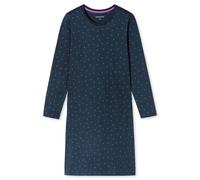 Nachthemd SCHIESSER "Casual Essentials", Damen, Gr. 48, N-Gr, blau (854, blau), Single Jersey, Obermaterial: 100% Baumwolle, bequem ca. Mitte Knie, Rundhals, Kleider Nachthemd, mit langen Ärmeln, seit