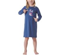 Schiesser Nachthemd langarm Organic Cotton Panda blau - Girls World für Mädchen 128