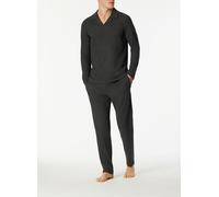 Schiesser Herren Schlafanzug lang mit Kragen Polokragen-Interlock-Selected Premium Warming Pyjamaset, dunkelgrau-Mel_182031, 48
