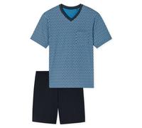 Schiesser Pyjama Herren Baumwolle blau, 54