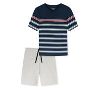 Schiesser Herren Schlafanzug kurz V-Ausschnitt-Casual Essentials Pyjamaset, Nachtblau_182604, 56