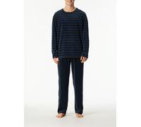 Schiesser Pyjama Herren Rundhals Jersey-Baumwolle blau gestreift, 52 (L)