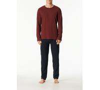 Schiesser Pyjama Herren Rundhals Jersey-Baumwolle rot gestreift, 48 (M)