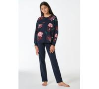 Schlafanzug lang Interlock Blumen nachtblau - Teens Nightwear 164