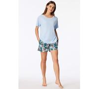 Schlafanzug kurz Palmen hellblau - Modern Nightwear 44
