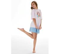 Schlafanzug kurz Regenbogen Surfer rosa - Teens Nightwear 176