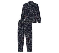 Pyjama lang Flanell dunkelblau bedruckt - X-Mas Family 44