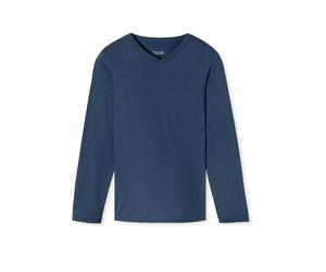 SCHIESSER Pyjama Langarmshirt MIX + RELAX blau | 50