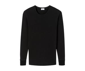 Schiesser Revival Longsleeve Herren Langarm Rundhals Baumwolle schwarz, L