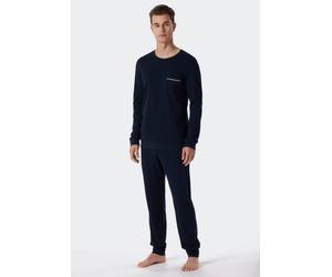 Schiesser Schlafanzug Fine Interlock Organic Cotton lang dunkelblau Herren, Größe 54