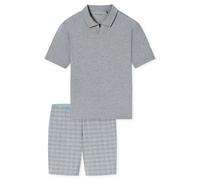Schlafanzug kurz Jacquard Polokragen admiral kariert - Selected Premium 56