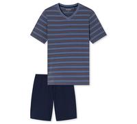 Schlafanzug kurz Ringel blaugrau - Casual Nightwear 56