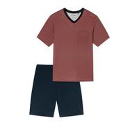 Schlafanzug kurz Organic Cotton V-Ausschnitt Brusttasche chilli rot kariert - Comfort Nightwear 50