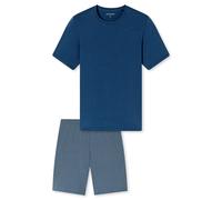 Schiesser Herren Schlafanzug kurz Casual Essentials Rundhals navy gemustert Größe 48
