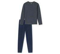 Schiesser Herren Schlafanzug lang Nightwear Set Baumwolle Anthrazit