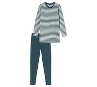 Schiesser Damen Schlafanzug lang Frottee warm kuschelig wohlfühlen-Nightwear Pyjamaset, Jeansblau_181967, 46