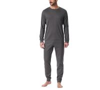 Schiesser Herren Schlafanzug Lang Wärmere Baumwolle-Fein Interlock Pyjamaset, Anthrazit_182027, 48 (2er Pack)