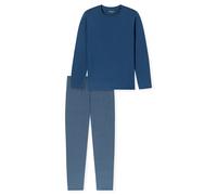 Schiesser Regular Fit Pyjama-Set in langärmeligem Design Modell 'Casual' in Marine, Größe 52