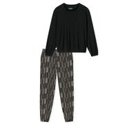 Schiesser Schlafanzug lang Modern Nightwear Modal Bündchen Damen Schwarz Größe 42