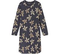 Nachthemd SCHIESSER "Comfort Nightwear", Damen, Gr. 38, N-Gr, grau (207, graphit), Single Jersey, Obermaterial: 50% Baumwolle, 50% Modal, casual, bequem kniefrei, Rundhals, Langarm, Kleider, florales
