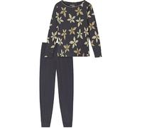 Schiesser Damen Schlafanzug Set lang Baumwolle Modal-Nightwear Pyjamaset, Graphit_182019, 38